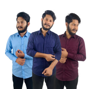 Shirt Combo 3 Pcs_navy-blue-sky-purple